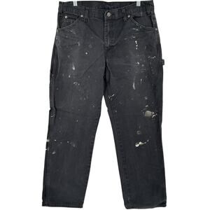 Vintage y2k Men's Black Canvas Dickies Utility Carpenter Workwear Pants 34x32